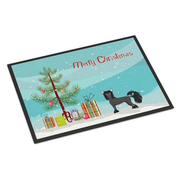 Carolines Treasures 24 x 36 in. Chinese Crested Christmas Tree Indoor or Outdoor Mat CK3447JMAT - main